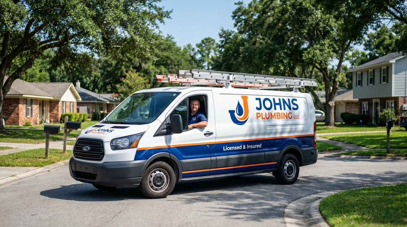 Johns Plumbing LLC service van in Whitesboro, NY