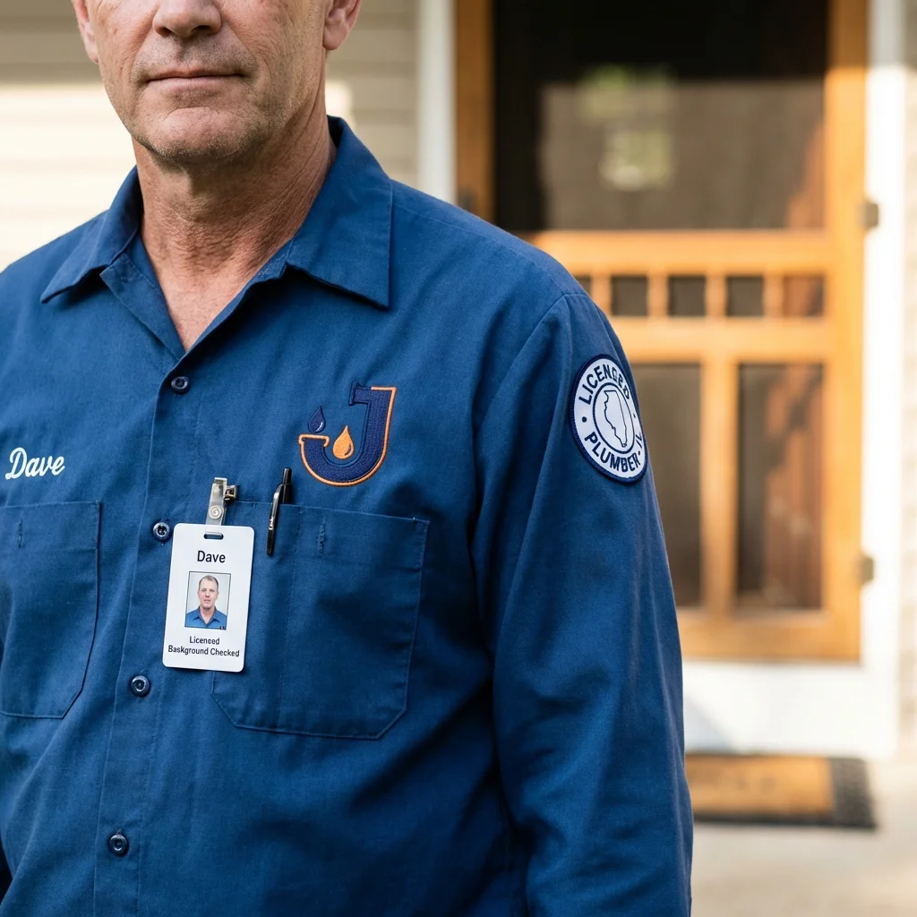 Licensed plumber showing ID badge in Whitesboro, NY