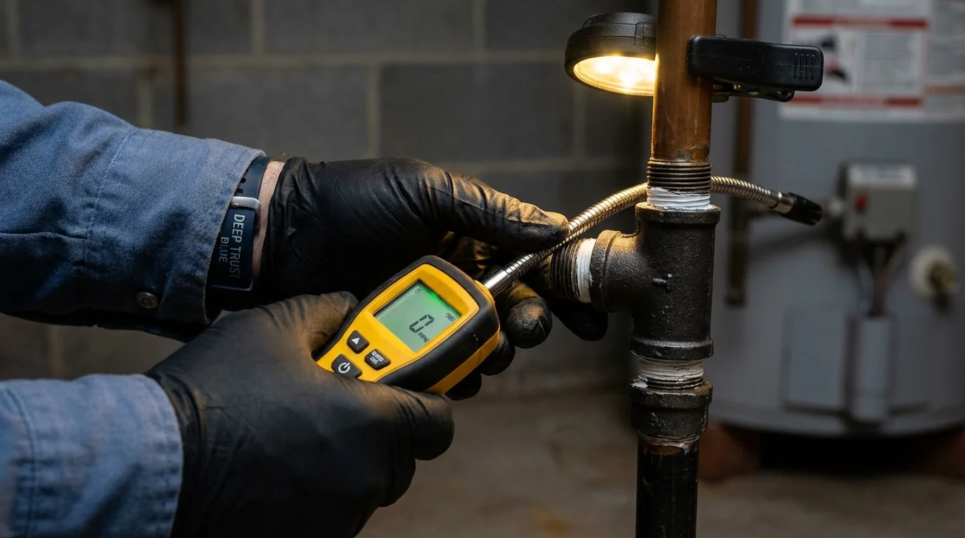 Gas leak detection with electronic sniffer by Johns Plumbing LLC in Whitesboro