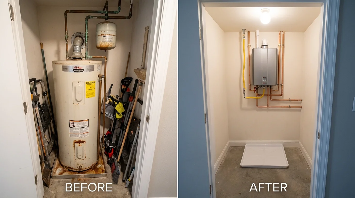 Tank water heater versus wall-mounted tankless unit comparison for Whitesboro, NY homeowners