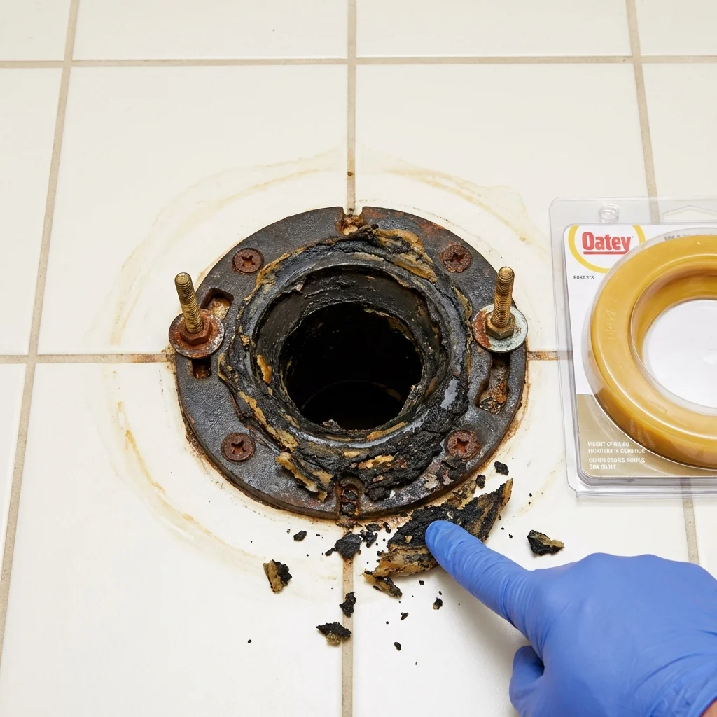 Failed wax ring showing water seepage at the base of a toilet in a Whitesboro, NY home